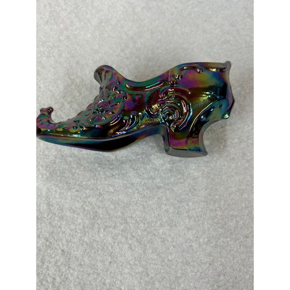 Carnival Glass Shoe Figurine Iridescent Novelty Decor Collectible Display - Picture 5 of 6